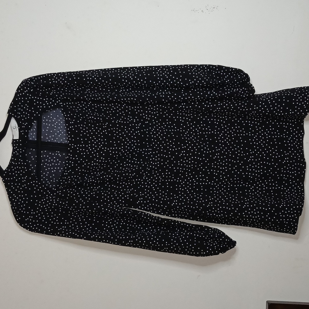 Commense Black White Polka Dot Cut Out Long Sleeve Mini Dress Medium